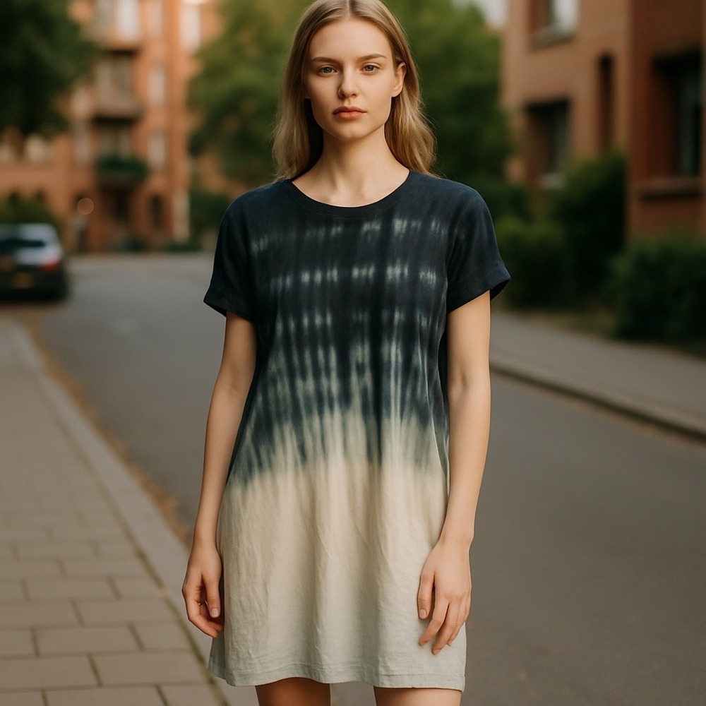 Umgee Tie Dye T-Shirt Dress Casual Short Sleeve Comfy Relaxed Fit M